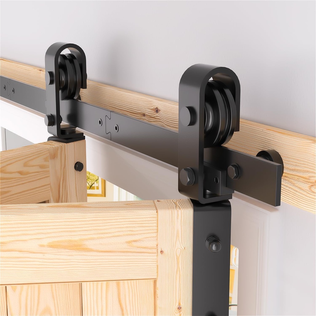 36" Bifold Barn Door Hardware Kit - Fit for 2 Bifold Doors, Black Plastic Spraying, Folding Push-Pull, Thickened Carbon Steel - Sturdy & Durable - Anti-Skipping Design (zdm-36-2)