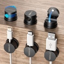 Magnetic Cord Holder 360°Rotation Cord Organizer, 6Pack Cable Clips [1s Lock] Adhesive Cable Management Desk Organizers and Accessories, Phone Charging Wire Holder for Nightstand,Car,Home Office