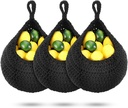 3 Pcs Large Hanging Fruit Baskets for Kitchen, Teardrop Hanging Wall Baskets Handwoven Holder for Kitchen, Vegetable Onion Potato Storage Pantry Decoration