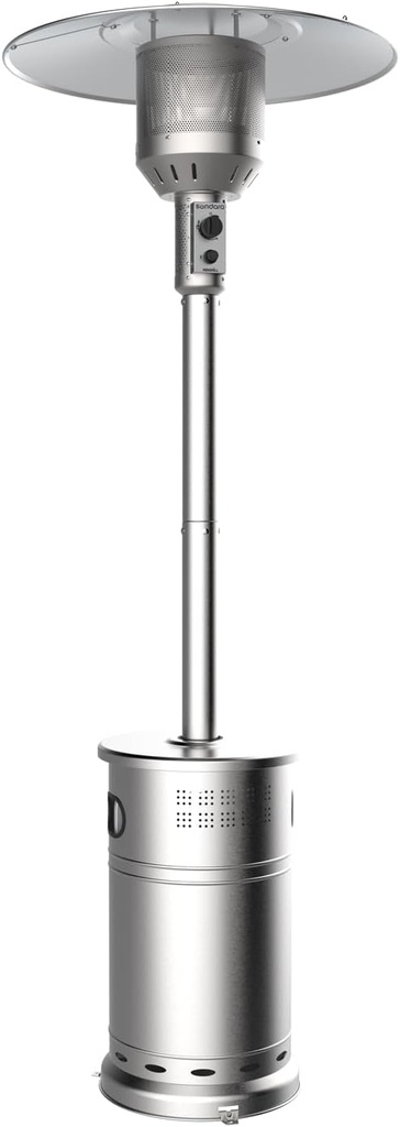 Nexgrill Sundara 92" Stainless Steel Outdoor Patio Heater, 48,000 BTUs, 2 Wheel Transport, Electronic Ignition, Easy Tank Access, Control Knob, Propane Heater for Porch, Garden, Backyard - 920-01001