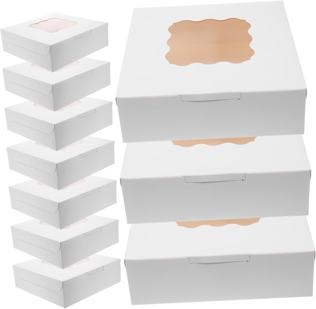 Veemoon 20pcs Transparent Window Cake Packaging Box Bakery Cake Carrier Easy Assembly for Safe Transport and Display for Birthdays and Special Occasions