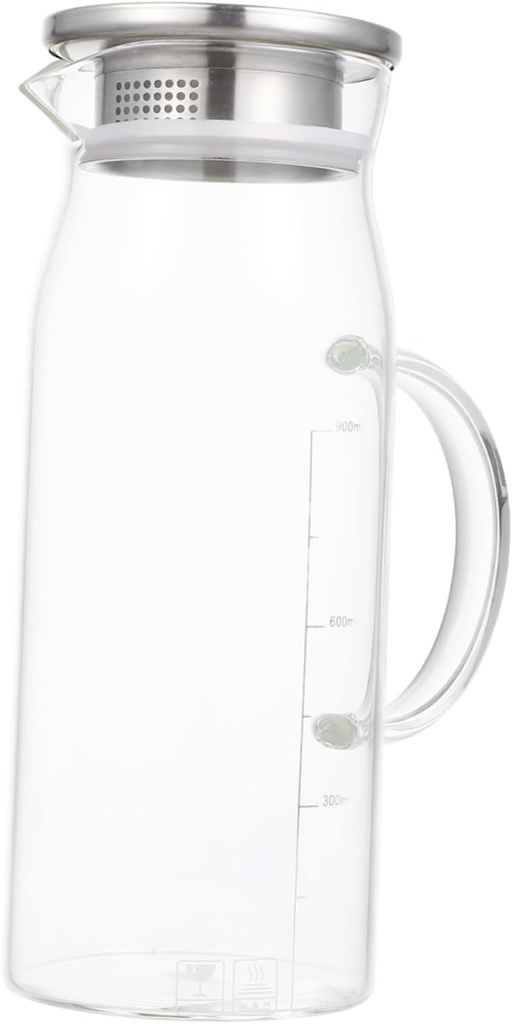 Alipis Heat Resistant Glass Water Pitcher Large Capacity Beverage Jug for Iced Tea Juice Hot Tea Portable Cold Water Container for Family Use and Entertaining