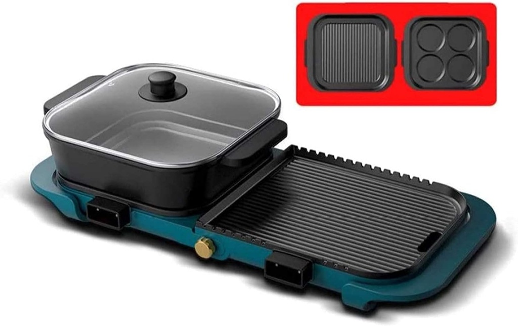 BBQ Smokeless Grill 2 in 1 BBQ Hot Pot One Pot Dual Control Dual Temperature Detachable Separate Electric Hot Pot Family Party Smoke-Free Healthy