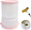 Silicone Pickle Jar with Strainer Flip- Storage Container Holder for Jalapenos, Olive, Sweet Pickles, Chili- Leakproof and Dishwasher Safe 30.4 oz/ 900 ml (Pale Pink)