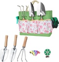 Garden Tool Set,10 Piece Garden Kit, and 3 Pieces Heavy Duty Stainless Steel Gardening Hand Tools,Gardening Gifts for Women Men Pink Floral Pattern Design