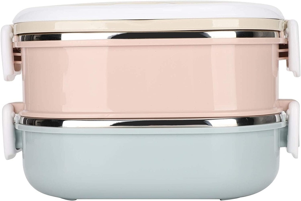 1800ml Lunch Box, 304 Stainless Steel Adult Lunch Containers Portable Leakproof Eco-Friendly Hot and Cold Food Stackable Bento Box Food Storage for Office Outdoor Travel（2 Layer）