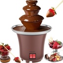 Chocolate Fondue Fountain, 3 Tier 10oz Electric Chocolate Fountain Machine, Stainless Steel Chocolate Melt Fondue Machine for Parties Cheese Candy, Dip Strawberries Vegetables and More Auto Off