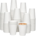 JOLLY CHEF 300 Pack Disposable Paper Coffee Cups White 12 oz Hot Beverage Paper Cups for Water, Ideal for for Thanksgiving, Christmas, Parties
