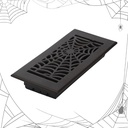 Spooky/Gothic 4"x10" Duct (5-1/2"x11-3/4" Overall Size) Solid Cast Aluminum HVAC Air Supply Grill for Floor-Black Without Screw Holes with Detachable Steel Louver | Powder Coated