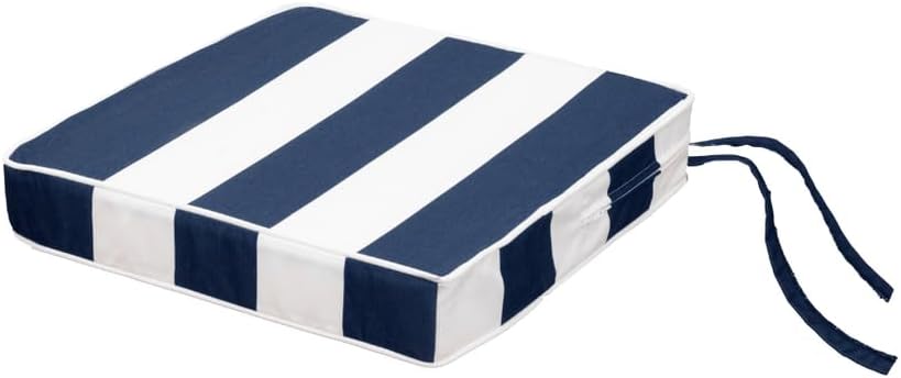 East Green (23 x 18 x 2 Outdoor Seat Cushion (Navy Stripe) – Waterproof & UV-Resistant Patio Chair Cushion for Outdoor Dining Chairs, Rocking Chairs, and Other Outdoor Furniture