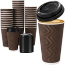 16 oz Coffee Cups with Lids 50 Pack, Disposable Coffee Cups with Lids, Insulated To Go Paper Coffee Cup for Hot Cold Drinks