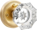 Gold Door Knobs Crystal Door Knob Interior Satin Brass Privacy Brushed Gold Door Knob for Bedroom and Bathroom Glass,Zinc Alloy 1 Pack