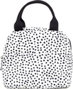 Steel Mill & Co Insulated Lunch Tote Bag for Women, Large Capacity Cooler Lunch Box, Cute Lunch Bag for Adults, Mini Cooler with Zipper Closure, Pockets, and Sturdy Handles (Black Dots)