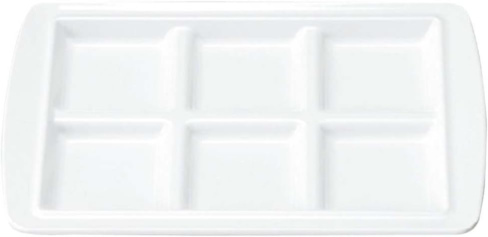 Yamasita Craft 11600010 Melamine Block Plate, Six Dividers, White, 7.4 x 11.3 x 0.8 inches (18.7 x 28.6 x 2 cm)