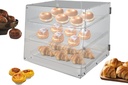 Bakery Display Case Countertop 3-Tier Pastry Display Case Large Acrylic Clear Bakery Storage Box with Rear Door Commercial Bread Box for Kitchen Keep Fresh for Donut Bagels Cake Cookie