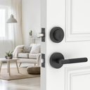 Amerdeco Front Door Lock Set with Double Cylinder Deadbolt, Black Exterior Entry Door Lever, Heavy Duty Entry Door Locksets for Left or Right Hand Exterior Door（Black 2 Pack）