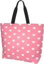 Cute Valentine's Day Heart Print Tote Bag Women Men Reusable Grocery Shopping Bags Suitable for Travel, Beach,Work