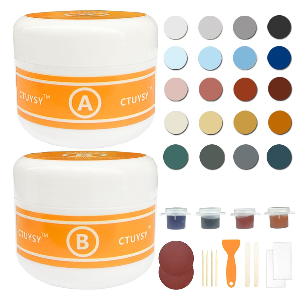 Granite and Quartz Countertop Chip Filler Repair Kit Tile & Fiberglass Porcelain Repair Kit,Marble Tub Repair Kit 3.7 OZ Cracks Ceramic Corian Bathtub Sink Toilet Dents Holes Scratchs