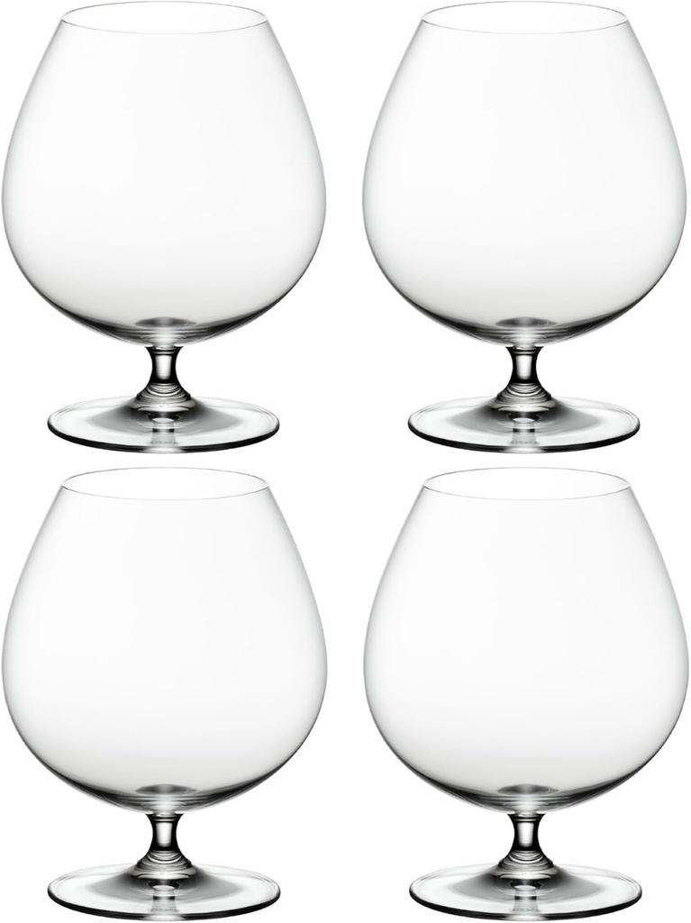 Riedel Vinum Crystal Brandy Glass (Set of 4) - Dishwasher Safe, Premium Machine-Made Cocktail Glasses
