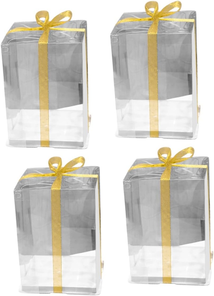 Kichvoe 4 Pcs Transparent Plastic Cake Boxes Clear Dessert Packing Containers Oil Birthday Cake Carriers with High Design for Parties and Gifts