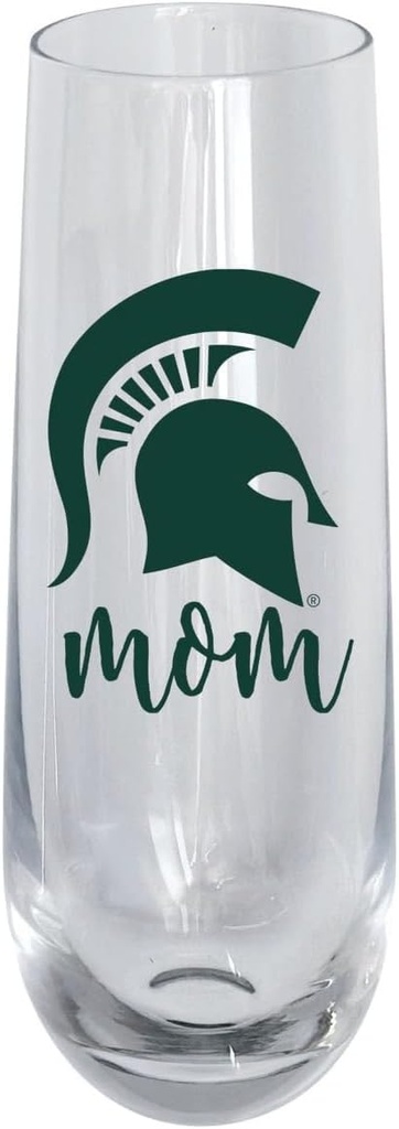 R and R Imports Michigan State Spartans 10 oz Stemless Flute mom Design Officially Licensed Single