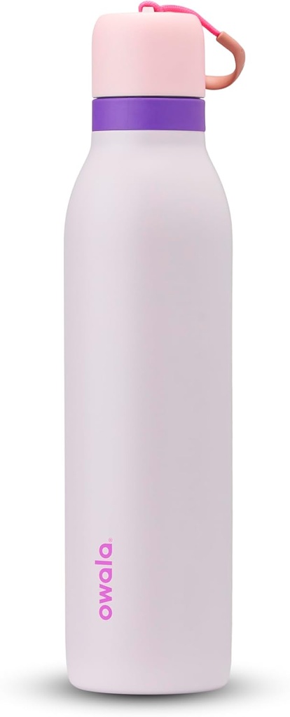Owala FreeSip Twist Insulated Stainless Steel Water Bottle with Straw for Sports and Travel, BPA-Free, 24-oz, Pink/Purple (Dreamy Field)