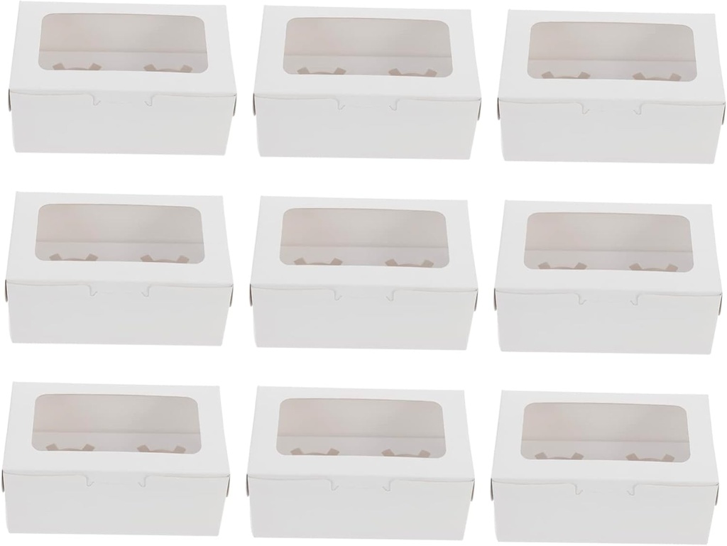 15pcs Cupcake Storage Boxes Window Cardboard Cake Packaging for Desserts for Bakeries Restaurants and Home Use Includes Insert for Safe Transport