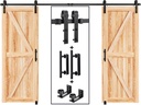 EaseLife 10 FT Double Sliding Barn Door Track and Handle Hardware Kit,Basic J Pulley,Slide Smoothly Quietly,Easy Install (10FT Track Kit for 27"~30" Wide Double Door)