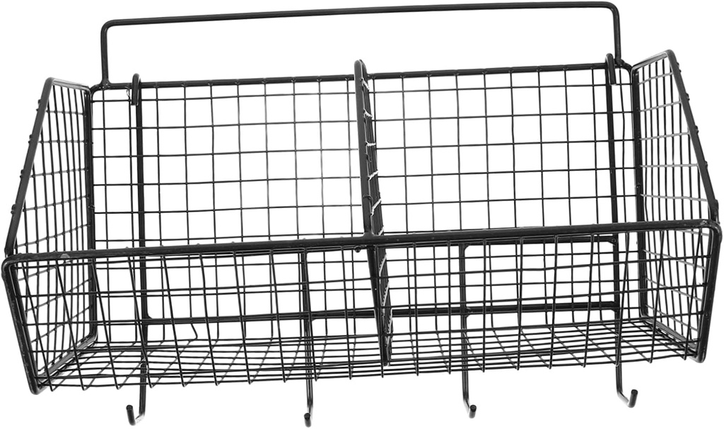 Hanging Wall Basket for Kitchen Storage Dual Compartment Wire Organizer for Fruits Vegetables and Essentials Space-saving Design for Easy Installation and Tidy Spaces