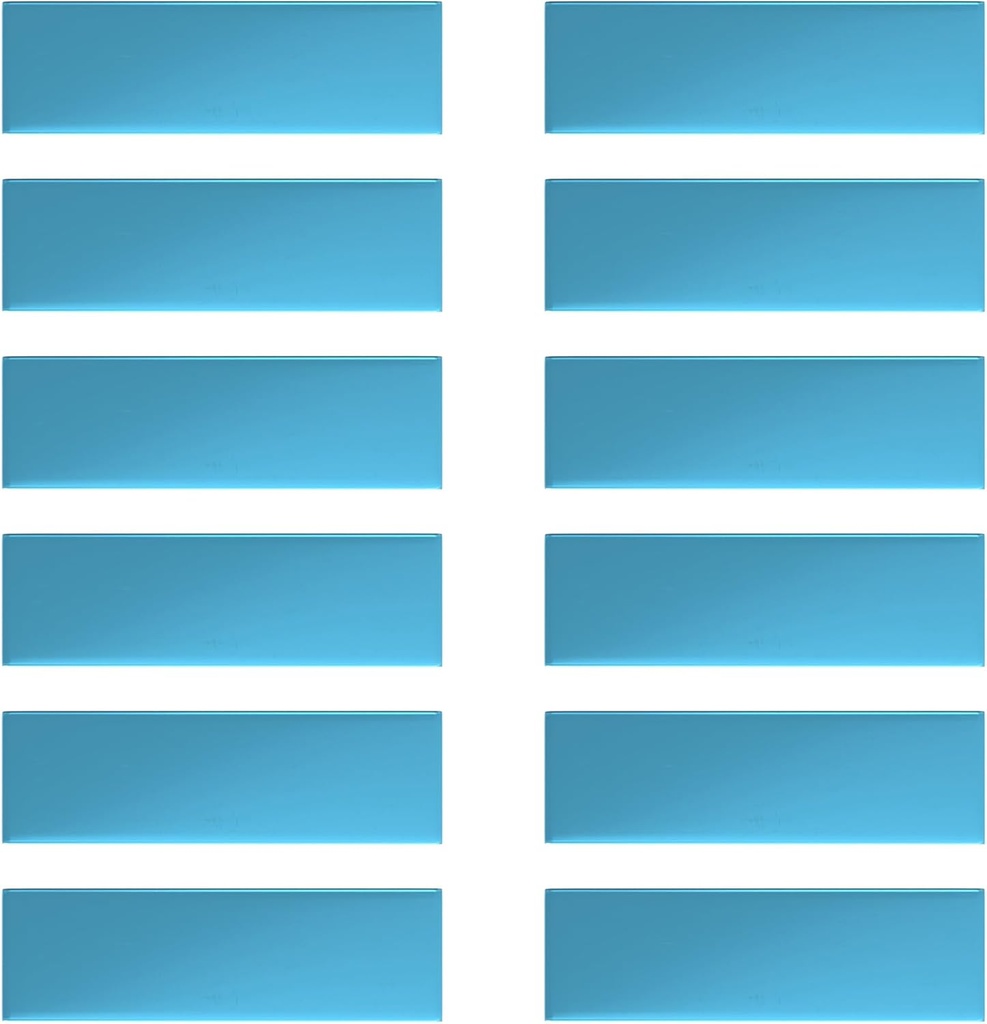 12PC Under Cabinet Lights Replacement stickys - Replacement Magnetic Strips with Adhesive Backing for Under Cabinet Lighting Universal Blue Iron Sheet for Cabinet Lighting(Non-Magnetic (Rectangular)