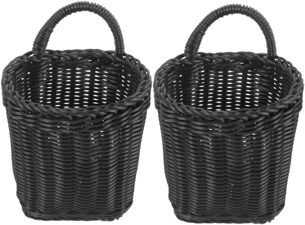 Mobestech 2pcs Hanging Vegetable Basket Woven Baskets for Storage Wall Storage Small Hanging Retro Wall Kitchen Organizer