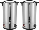 JOMCYDM 2 Pack Commercial Coffee Urn 14L 70Cup Dual Wall Stainless Steel Coffee Maker Electric Coffee Percolator Hot Beverage Dispenser for Fast Brew, Catering, Wedding, Party