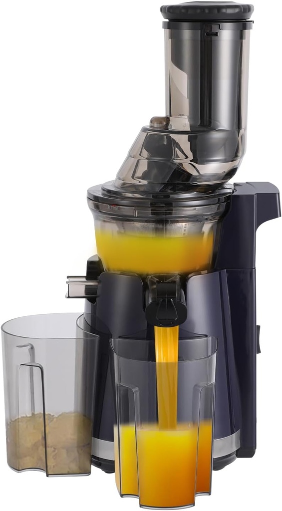 Cold Press Juicer, Large Feed Chute Fits Whole Fruits & Veggies, 250W Slow Masticating Juice Extractor with High Juice Yield, Juicer Machines w/Upgraded Spiral Technology