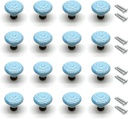 Ceramic Drawer Knobs,16pcs, Drawer Knobs Vintage 1.3" Dia. Cabinet Drawer Knobs Light Blue with Mounting Screws Decoration Door Knobs