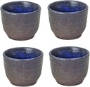 Japanese Mino Ware Ceramic Small Sake Cups Set, 1.97 Inches in Diameter H1.57 Inches 1.35 Fluid Ounces, Ruri Lapis Lazuli Glaze, Set of 4, TR58117