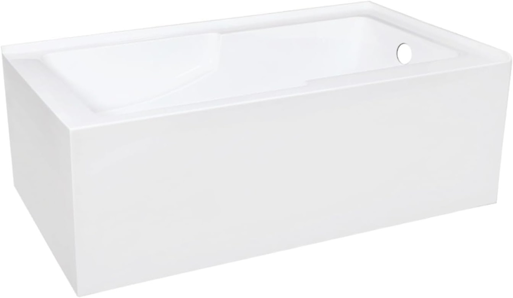 Aqua Eden VTAM6032R22S 60-Inch Acrylic 2-Wall Corner Alcove Tub with Corner Apron, Right Hand Drain Hole, White
