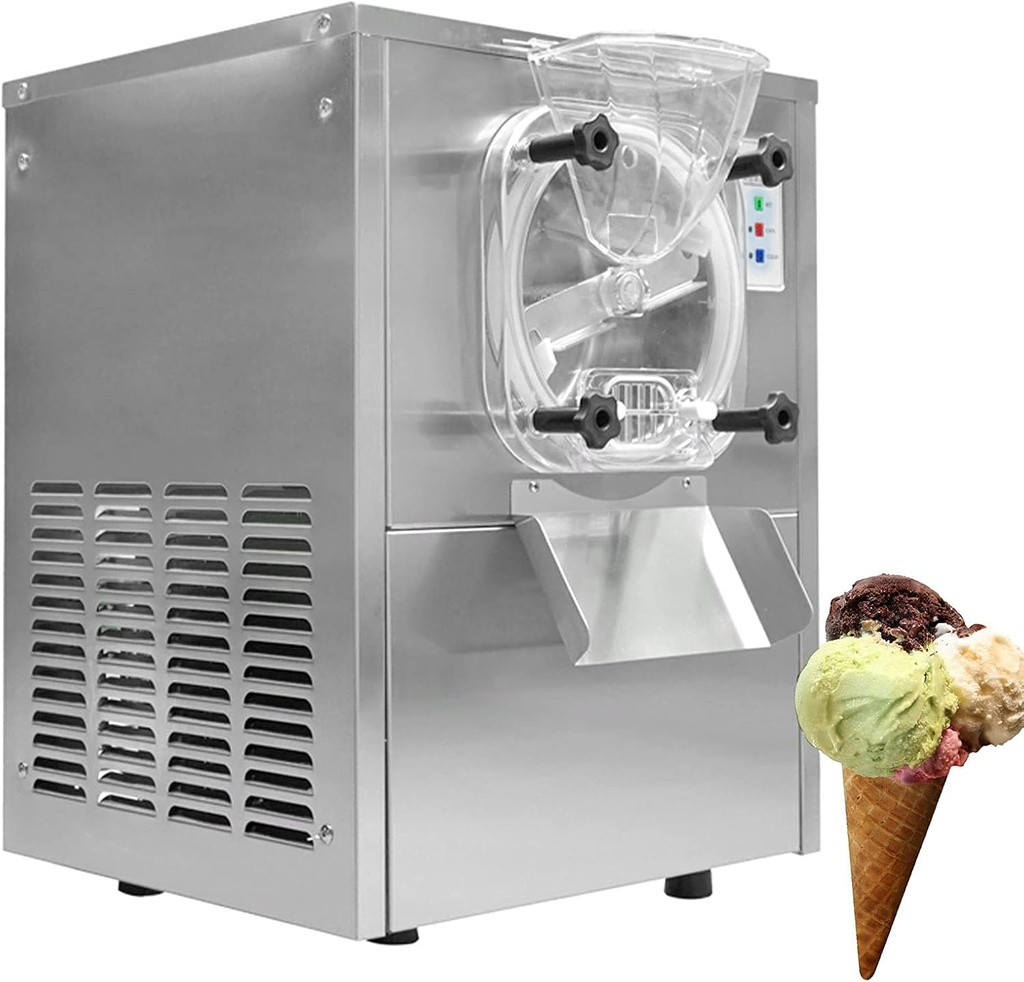 Commercial Desktop Ice Cream Making Machine, Hard Ice Cream Machine, Gelato, Sorbet and Frozen Yogurt Maker, Stainless Steel, 5.3 Gal/H, 1400W