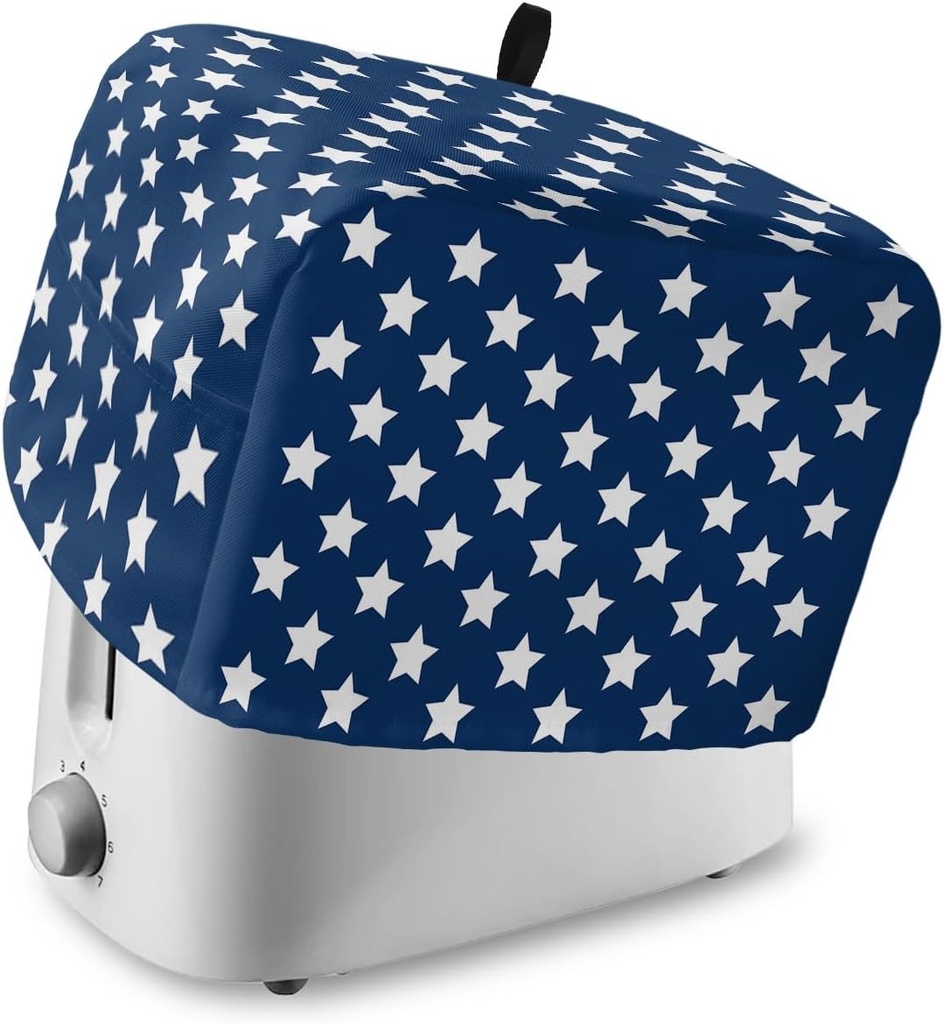 2 Slice Toaster Cover, Bread Machine Cover Independence Day Flag Day Blue Stars Pentagram Freedom Kitchen Appliance Dust Cover with Top Handle Fingerprint Protection Lightweight Kitchen Toaster Cover