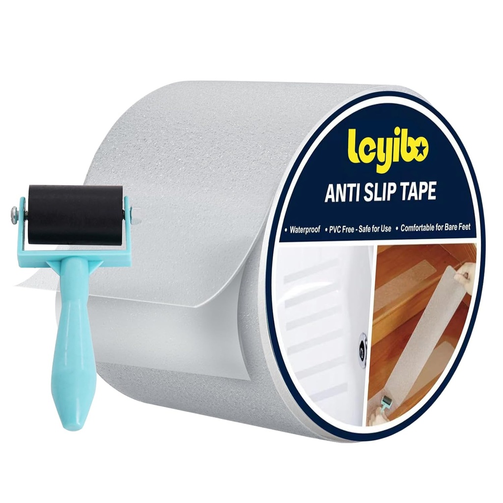 Anti Slip Tape Clear Waterproof Outdoor/Indoor with Roller, 4" x 35Ft Non Slip Traction Grip Tape for Bathtubs, Boats, Stairs, Pools, Transparent, Soft, Comfortable for Bare Feet (4" X 35')
