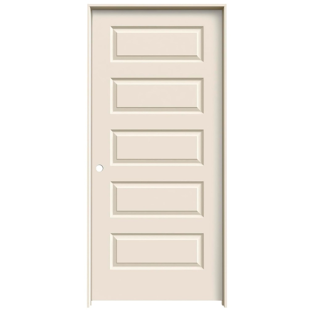 National Door Company ZZ09467R Solid Core Molded 5-Panel, Right Hand Prehung Interior Door, 36" x 80"
