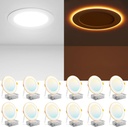 Amico 12 Pack 6 Inch 5CCT LED Recessed Ceiling Light with Night Light, 2700K/3000K/3500K/4000K/5000K Selectable Ultra-Thin Lighting, 12W=110W, 1100LM, Dimmable Canless Wafer Downlight ETL&FCC