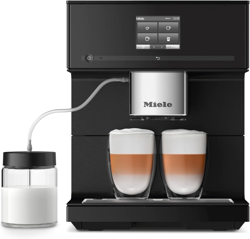 Miele CM 7750 CoffeeSelect Automatic Coffee Machine - OneTouch for Two, AromaticSystem, 10 individual profiles, DoubleShot, CupSensor, WiFi-compatible, automatic descaling, in Obsidian Black