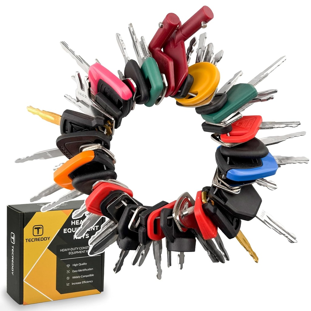 55 Heavy Equipment Keys Master Set, Construction Machine Ignition Key for Cat Caterpillar John Deere Komatsu Volvo Bobcat Kubota JCB Case New Holland Hitachi Hyster Yanmar Takeuchi