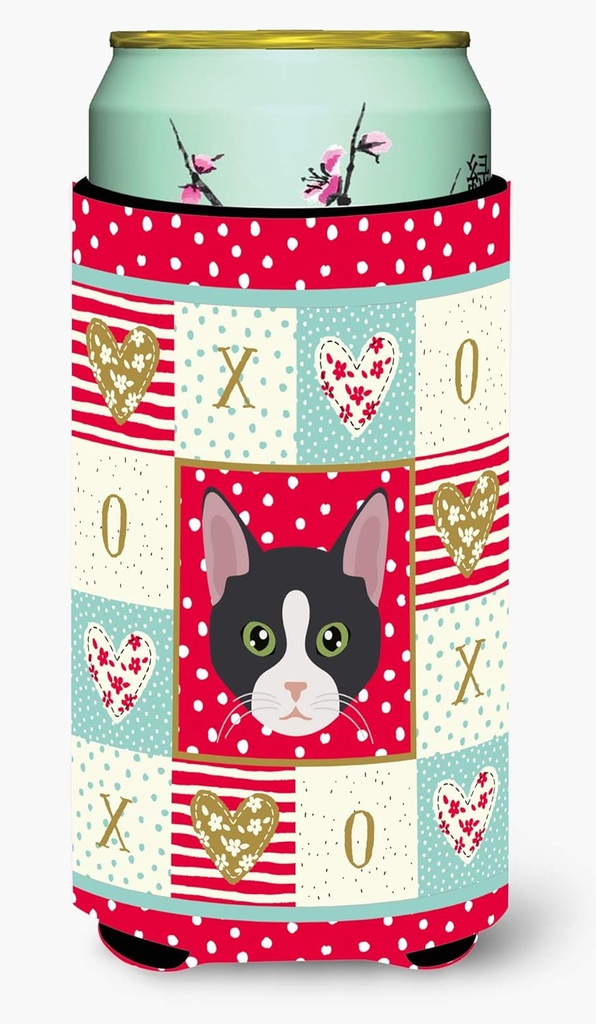 Caroline's Treasures CK5081TBC American Polydactyl Cat Love Tall Boy Hugger, Red Can Cooler Sleeve Hugger Machine Washable Drink Sleeve Hugger Collapsible Insulator Beverage Insulated Holder