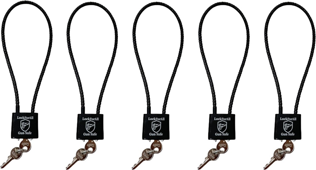 Cable Gun Locks with Keys Hunting Sports- Keyed Alike 15" Cable Gun Safe Lock CA DOJ Approved for Pistols, Handguns, Rifles, and Shotguns, Home, Storage Firearm Locking and Safety