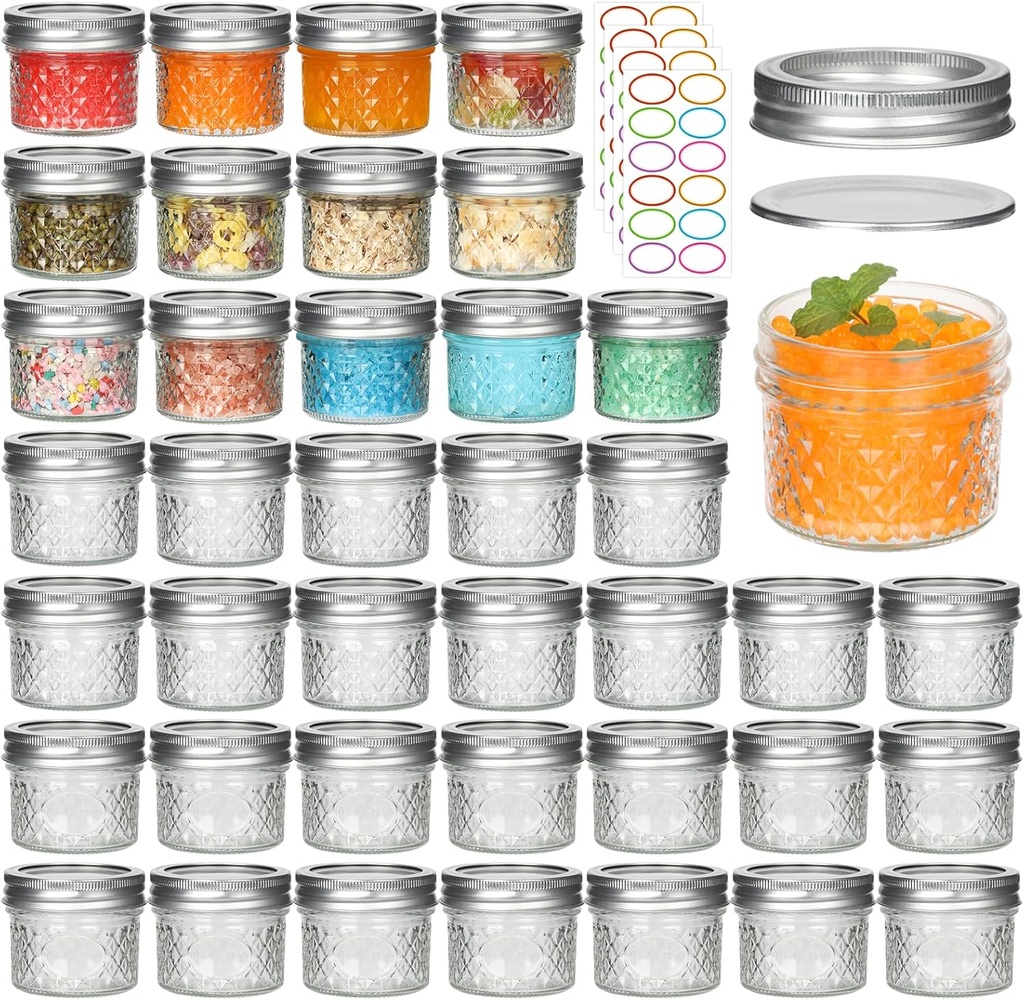 Alotpower 4 oz Mini Mason Jars with Lids 40pack, Empty Small Mason Jars with Lids and Bands for Jam Herbs Spice Honey Storage(4 fl. oz, Set of 40)