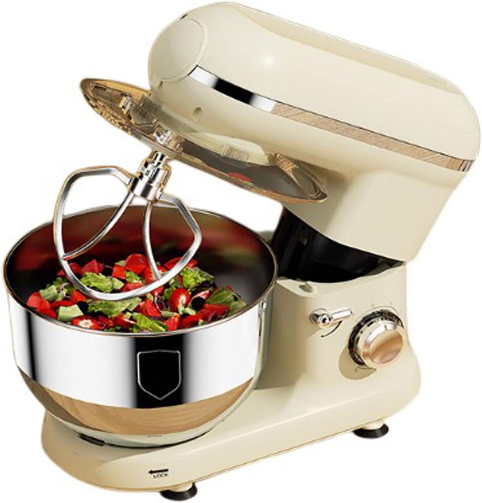 Stand Mixer,Multifunctional Electric Kitchen Mixer with Egg Whisk,Dough Hook,Flat Beater Stainless Steel Bowl Attachments,Splash Guard 4.5L 1500W 7 Speeds for Most Home Cooks (Yellow)