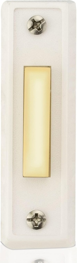 Newhouse Hardware LED Lighted Sturdy Plastic Door Chime Push Button BT3WL White | Classic Rectangular Lighted Door Bell Button | Replacement Wired Doorbell Button for Most Door Bell Chimes