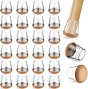 24 PCS Silicone & Felt Chair Leg Floor Protectors - Scratch Proof & Noise Reducing Furniture Caps for Hardwood Floors - Round XS Fits 9/16" to 12/16" (15–19mm), Clear