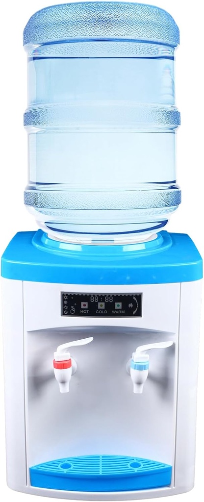 Top Loading Water Cooler Dispenser,5 Gallon Desktop Electric Hot Cold Water Dispenser, Boiling Water with 3Temperature-Settings, 110V Countertop Water Cooler Dispenser for Home Office (Blue)